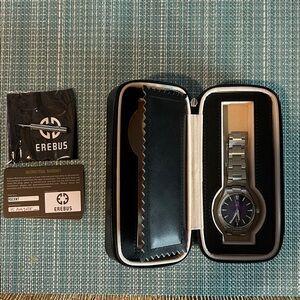 Men's Silver Watch with Deep Purple Dial